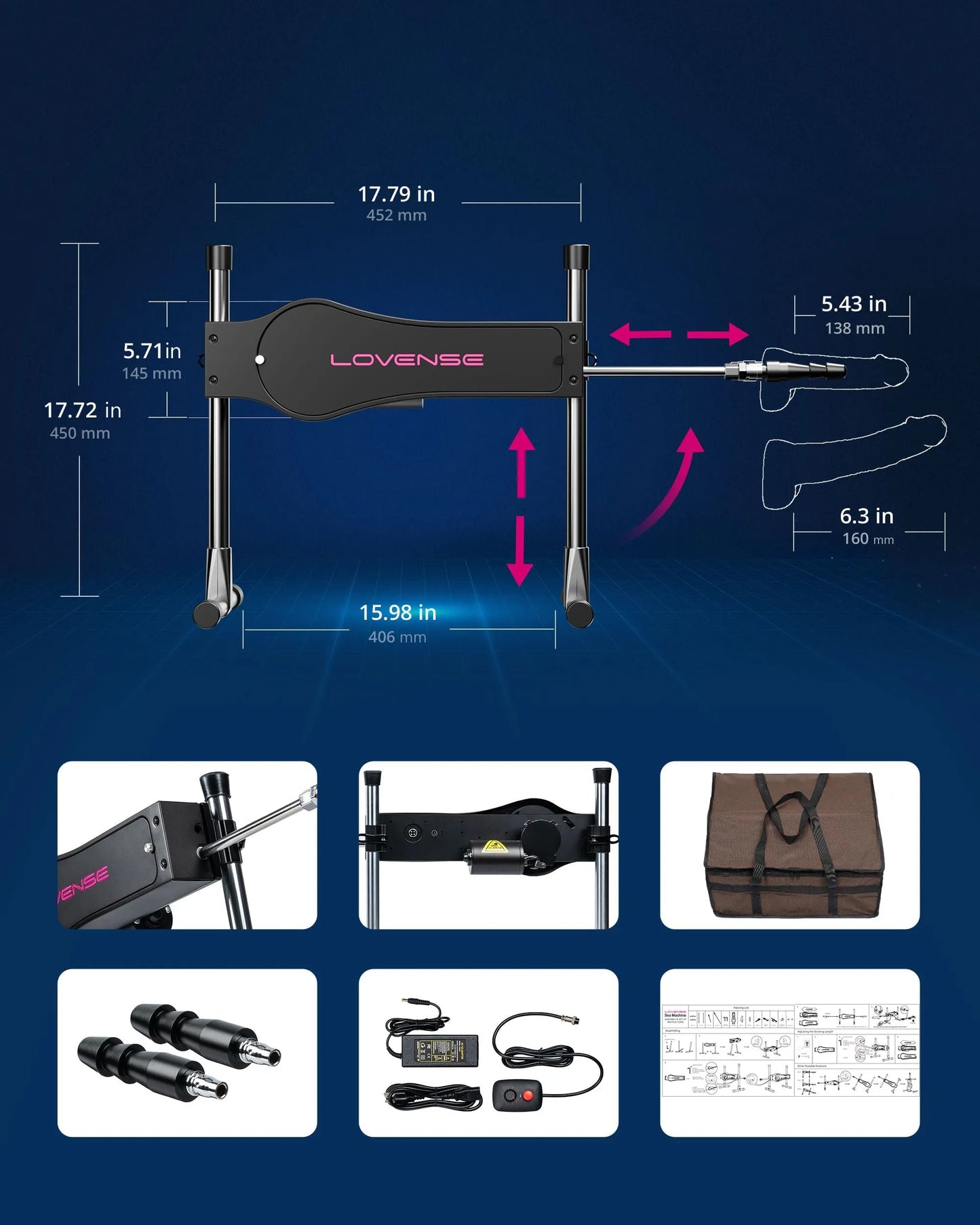 LOVENSE Automatic Sex Machine Sex Toys, Dual-Penetration Vaginal/Anal Massager, Electric Thrusting Dildo Machine Device with Adjustable Speed for Single, Couples