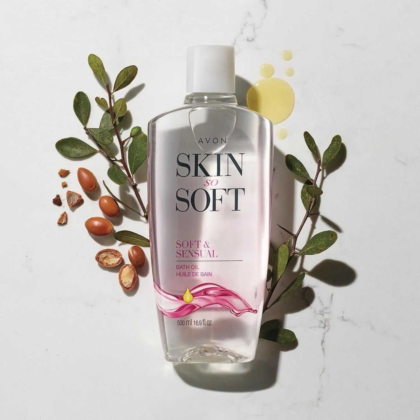 Avon Skin So Soft Soft & Sensual Bath Oil 16.9 fl oz Moisturizing Argan Body Oil for Hydrated, Glowing Skin