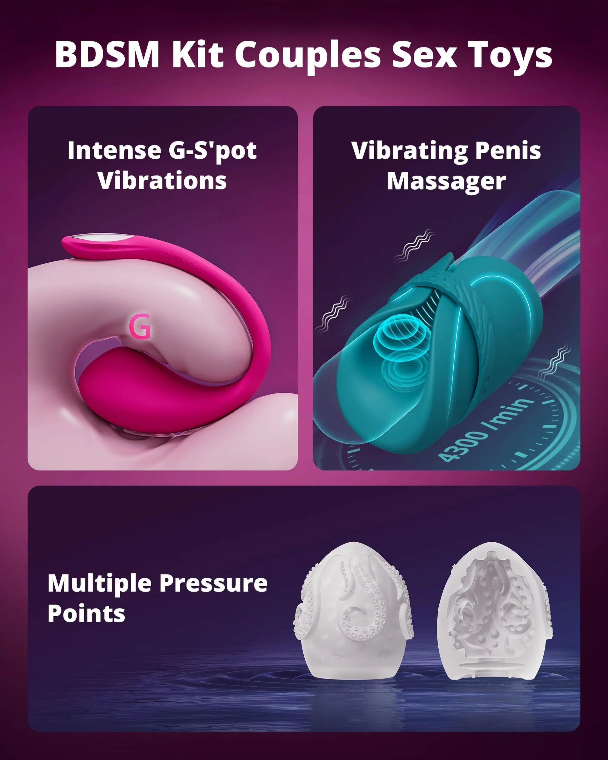 LOVENSE Lover Set - 2026 App Controlled Couples Kit, Waterproof Body-Safe Lush 4 Wearable Vibrator, Gush 2 Male Masturbator and Accessories, Long Distance Relationship Toys, Premium Couples Gift Set