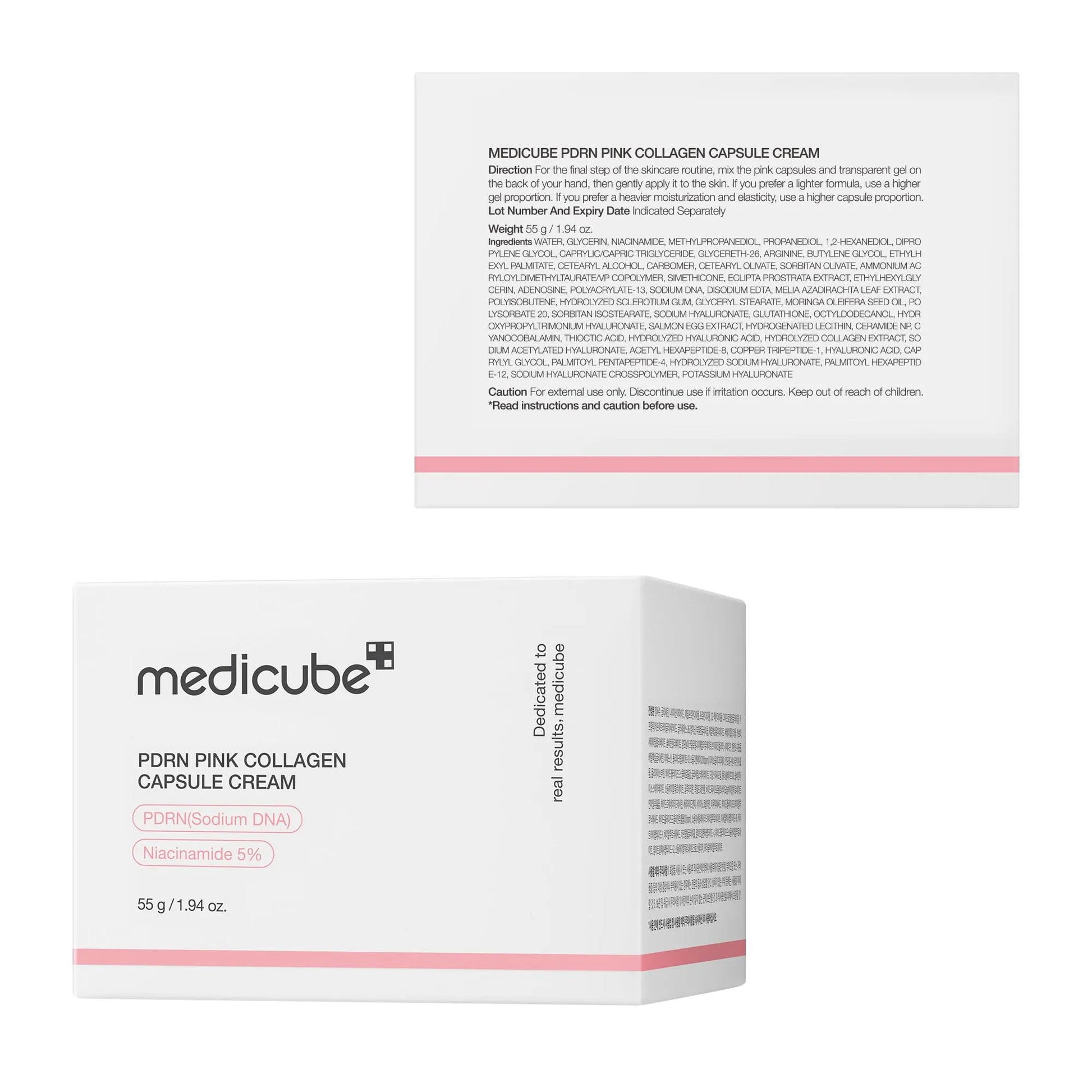 medicube Capsule Cream with Salmon DNA PDRN Pink Collagen | Lightweight Moisturizing Cream with PDRN, Niacinamide for Uneven Skin Tone and Texture, Glow hydration | Korean Skincare, 1.94 oz