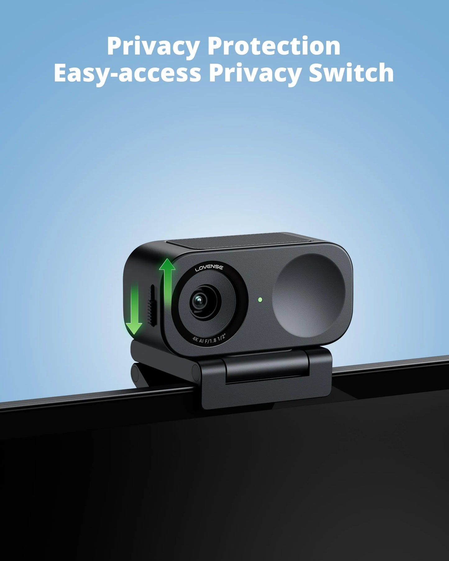 LOVENSE Webcam 2 4k for PC, Live Streaming Camera 1/2" Sensor True Focus Al Noise Canceling, Hand Gesture Control, Mobile Control, Auto Framing, Customizable Audio Modes, Microphones, Privacy Control
