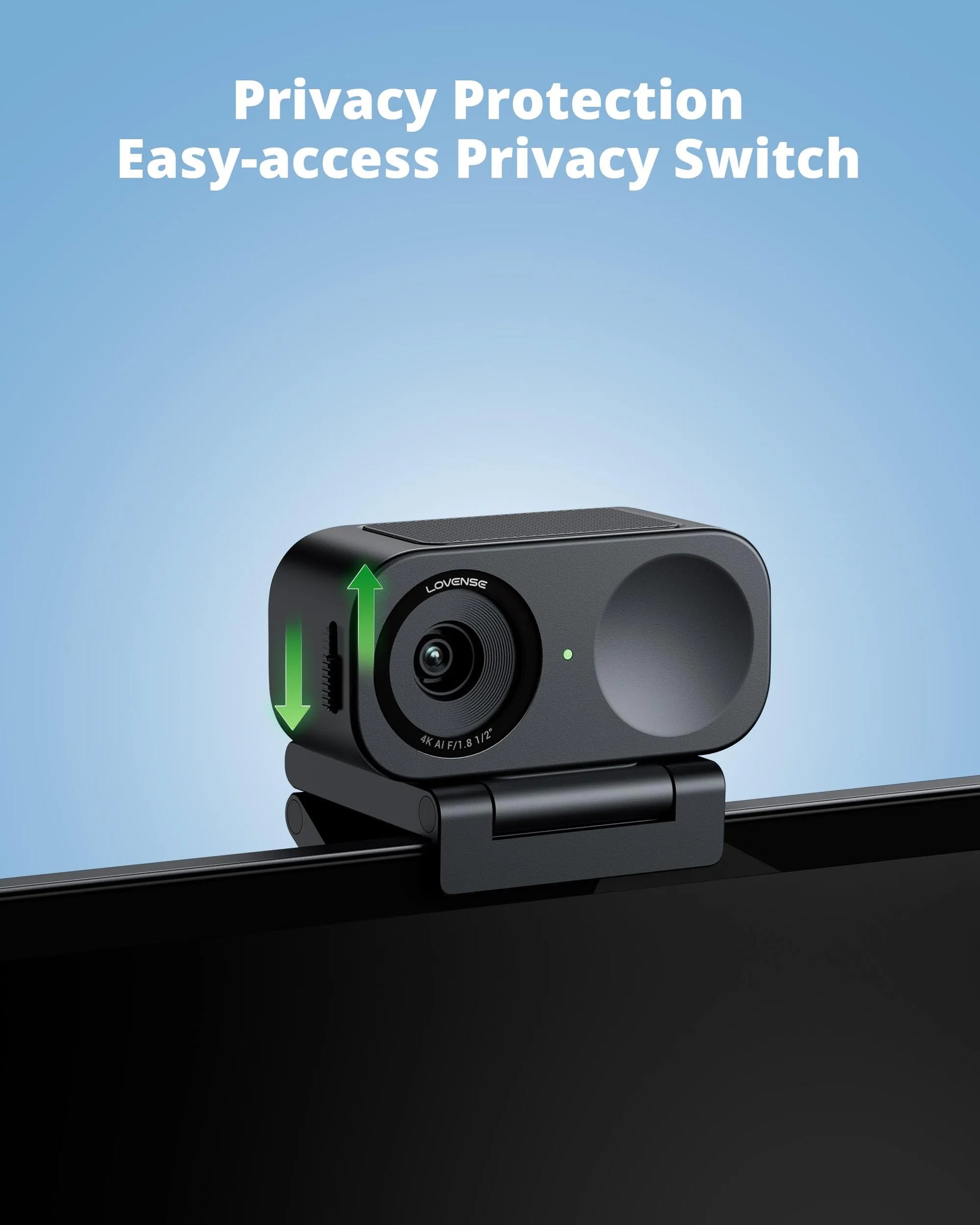 LOVENSE Webcam 2 4k for PC, Live Streaming Camera 1/2" Sensor True Focus Al Noise Canceling, Hand Gesture Control, Mobile Control, Auto Framing, Customizable Audio Modes, Microphones, Privacy Control