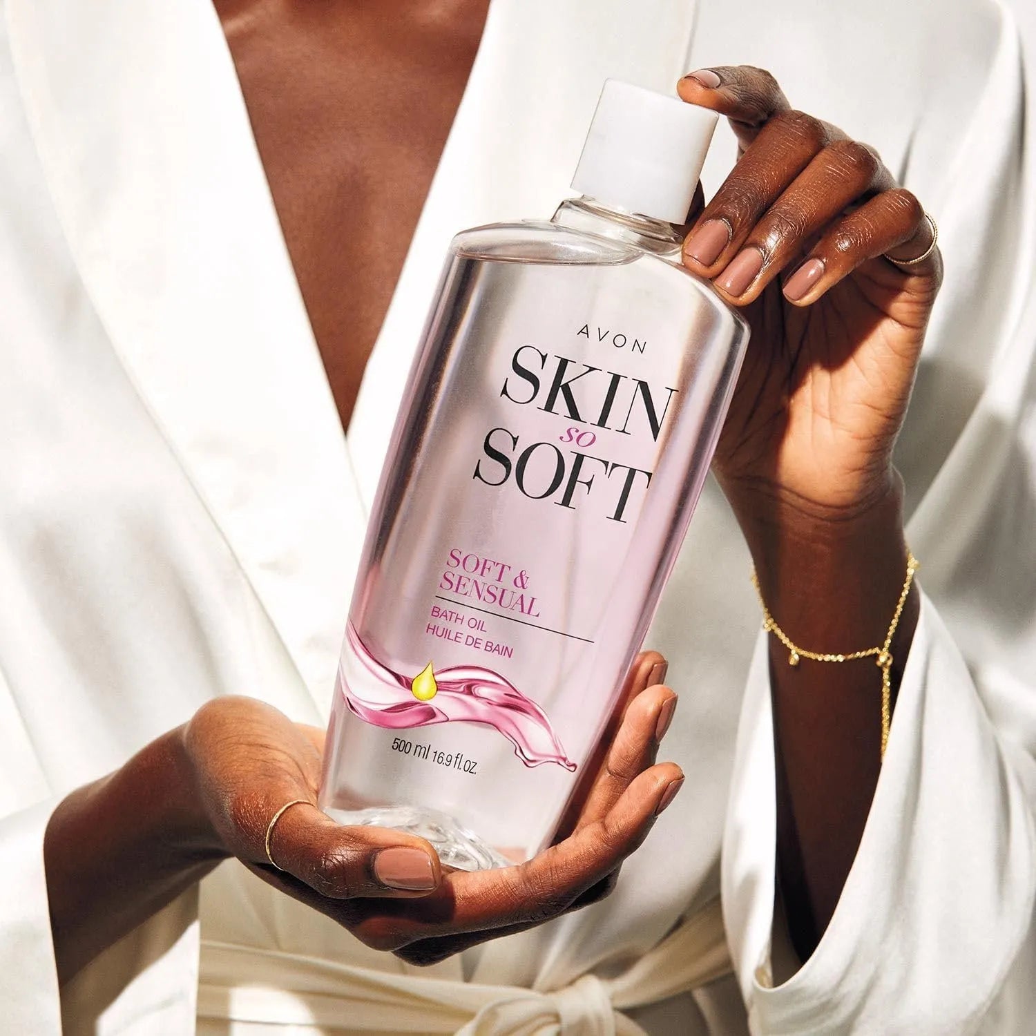 Avon Skin So Soft Soft & Sensual Bath Oil 16.9 fl oz Moisturizing Argan Body Oil for Hydrated, Glowing Skin