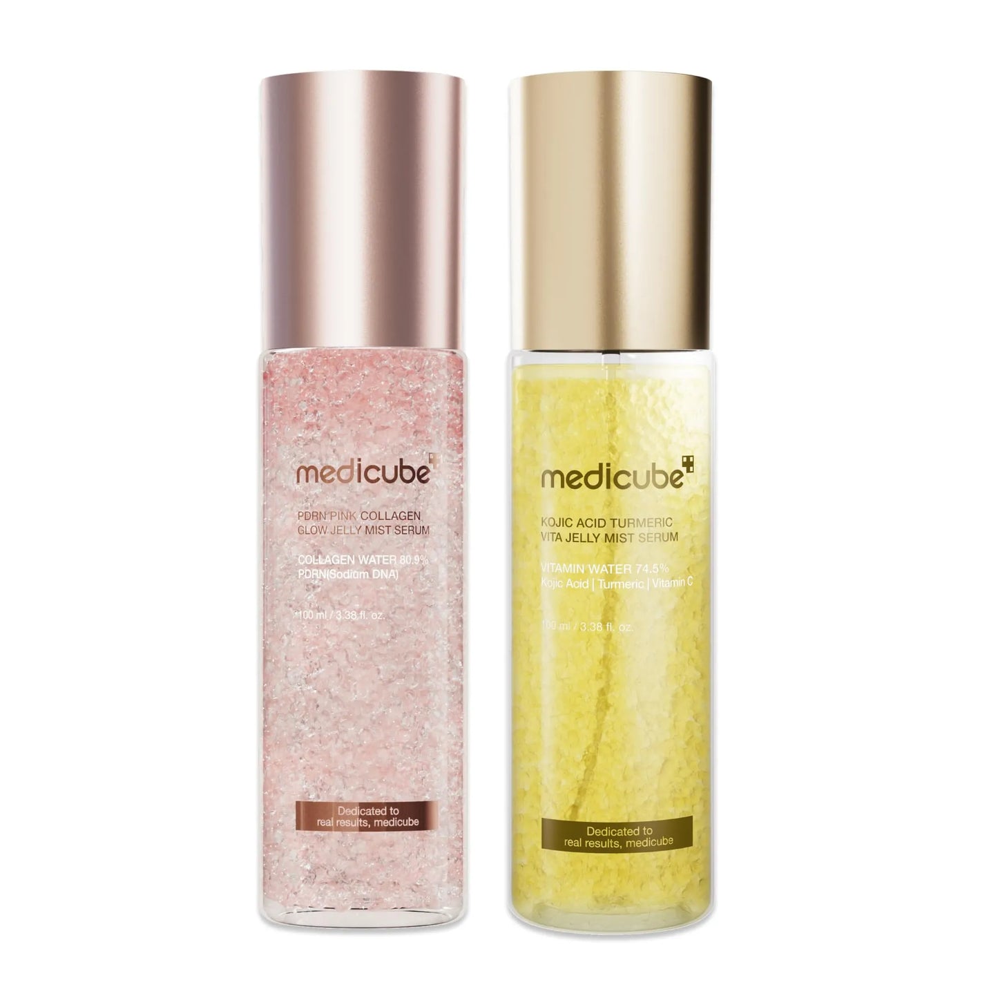 medicube Jelly Mist Serum Duo: Pink PDRN Collagen and Kojic Acid Turmeric Gold Jelly Mist | Mix & Match Hydration, Calming & Radiance Care