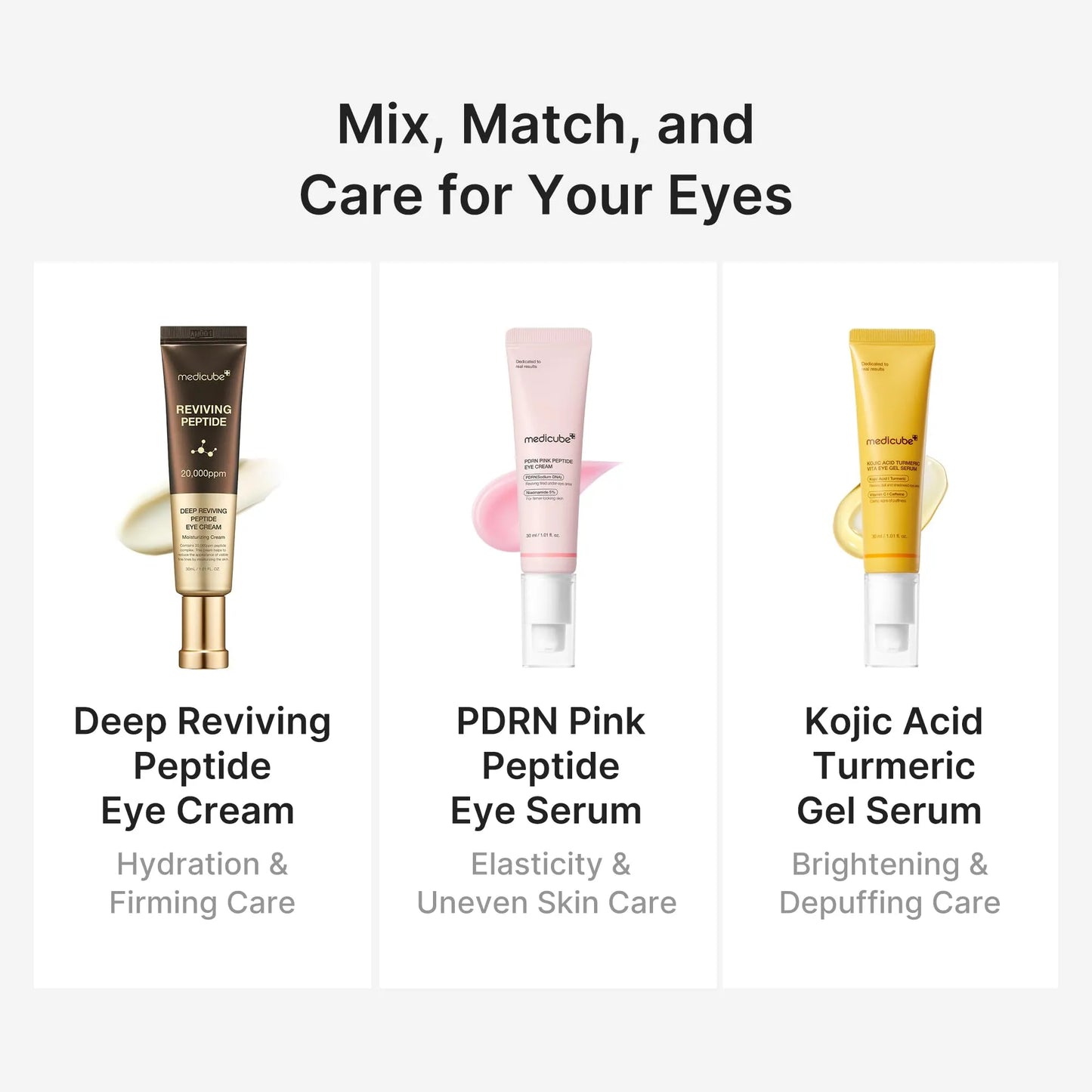 medicube Eye Serum with Kojic Acid Turmeric | All-Day Brightening Eye Gel Serum | Refreshing Eye Care with Vitamin C, Retinol & Caffeine | Hydrating & Cooling Formula | Korean Skincare, 1.01 fl.oz