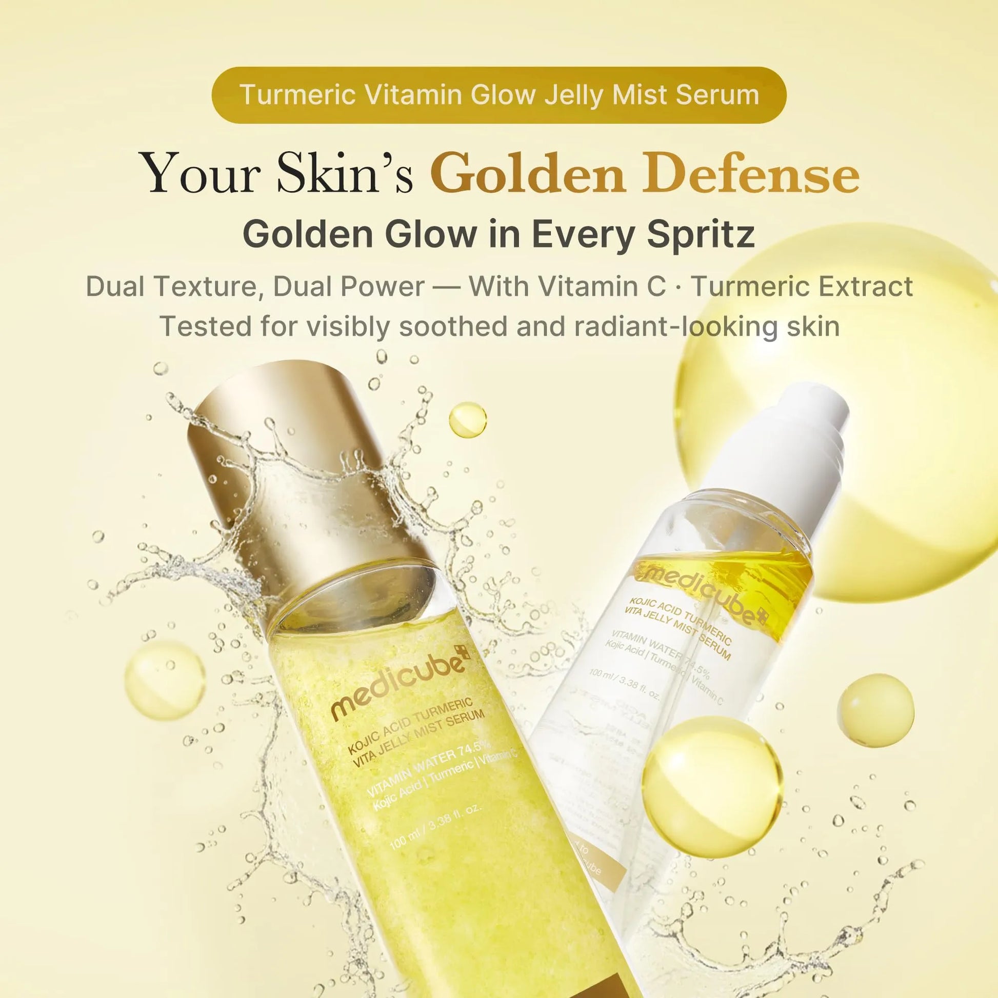 medicube Jelly Mist Serum Duo: Pink PDRN Collagen and Kojic Acid Turmeric Gold Jelly Mist | Mix & Match Hydration, Calming & Radiance Care