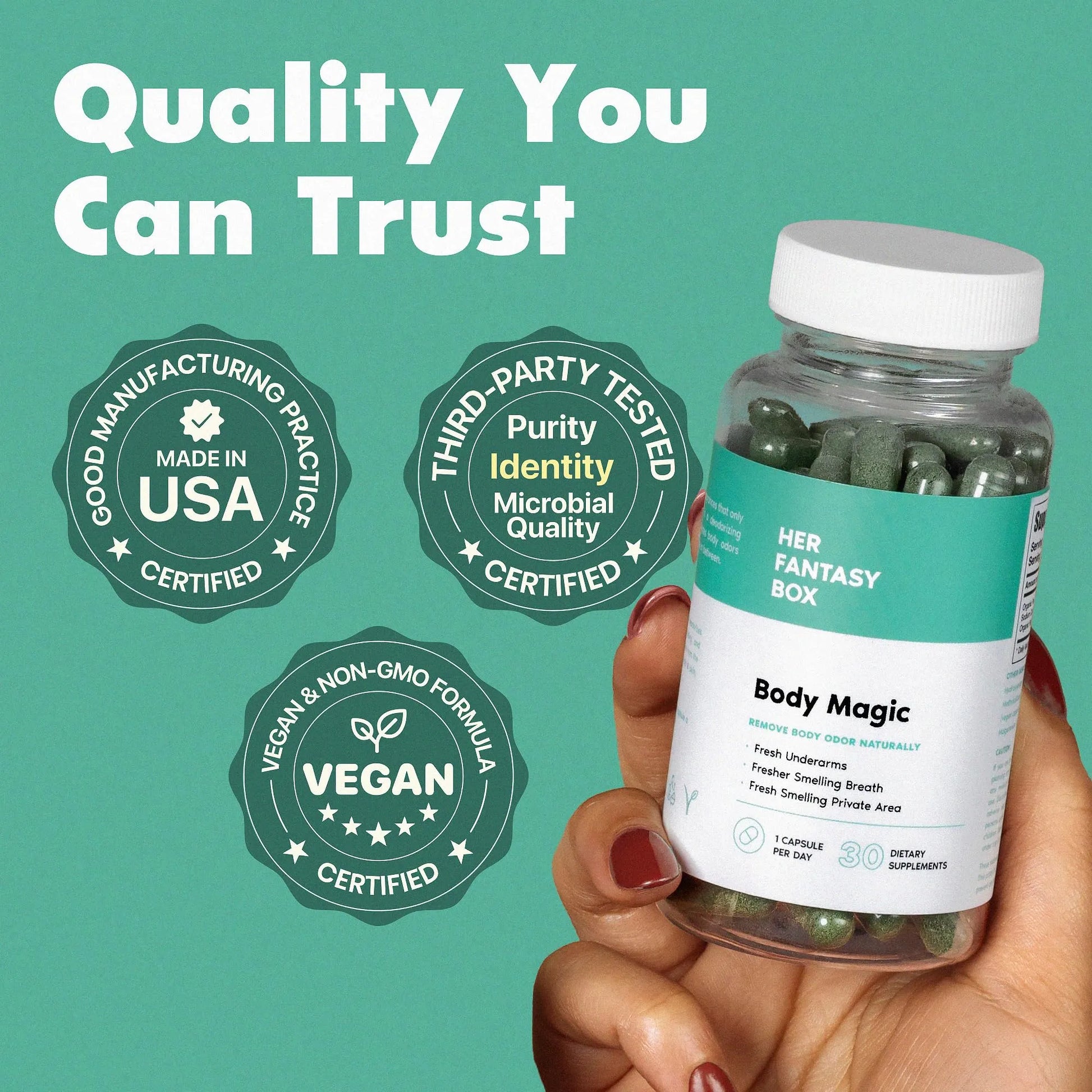 Her Fantasy Box | Body Magic | Chlorophyll Pill for Feminine Odor - 3 Pack