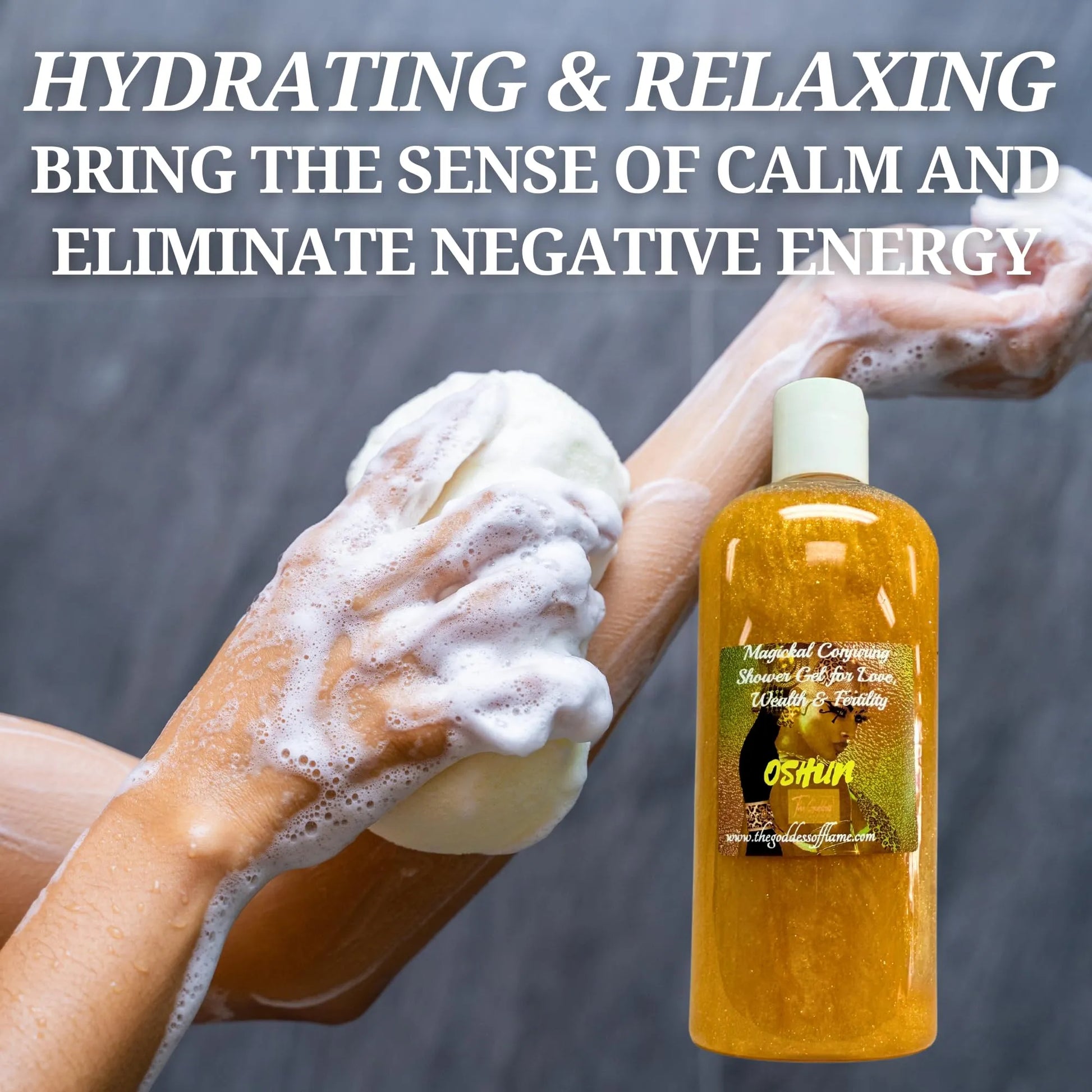 Oshun Shower Gel – Spiritual Cleansing Body Wash for Ritual Baths & Witchcraft Supplies – Goddess-Inspired Shower Gel for Wicca, Santeria, Pagan & Metaphysical Self Care - 8oz