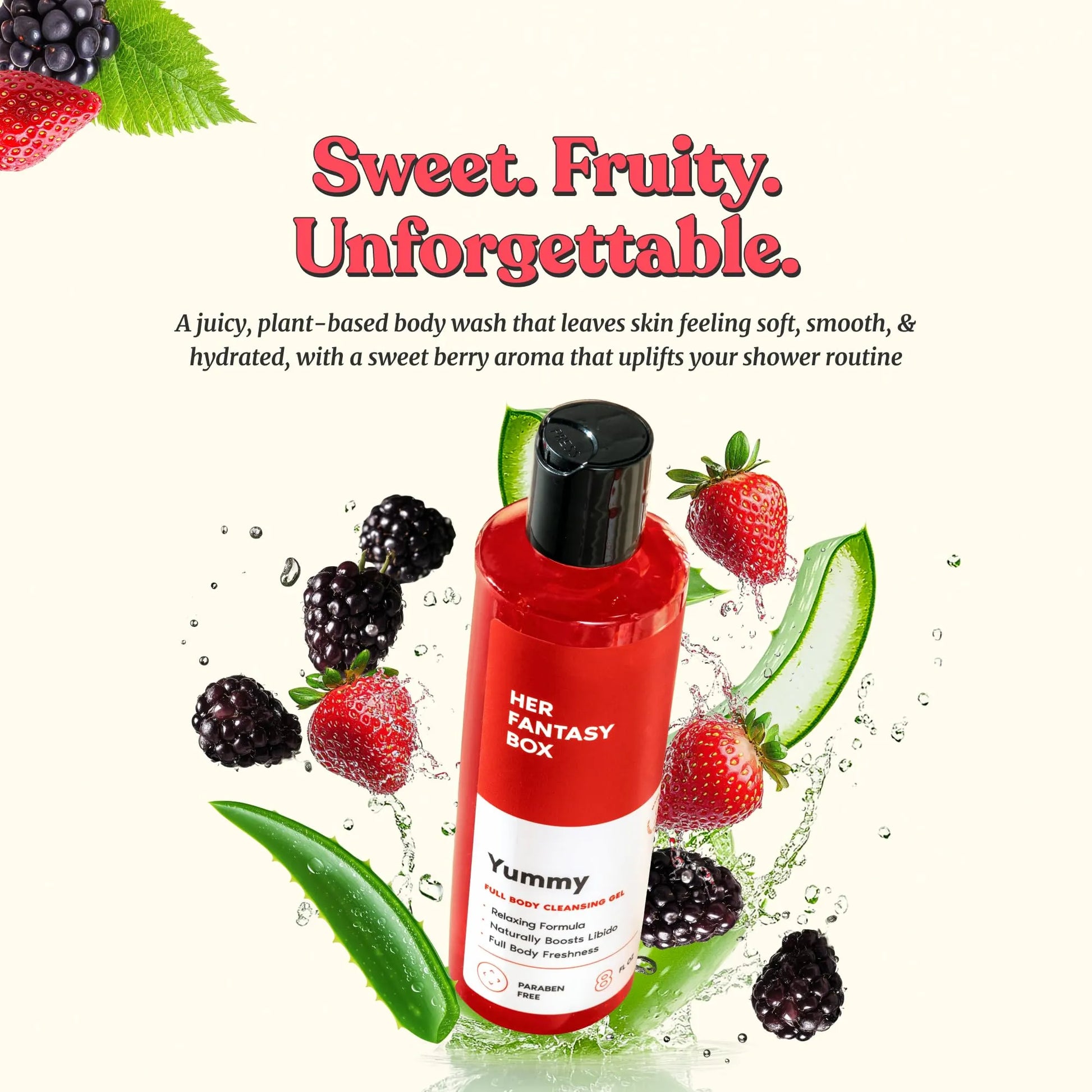 Her Fantasy Box Yummy | Body Wash - Indulgent, Luxurious Body Wash for Deep Cleansing, Moisturizing, and Nourishing Skin - Refreshing Scent for All Skin Types - 8 oz