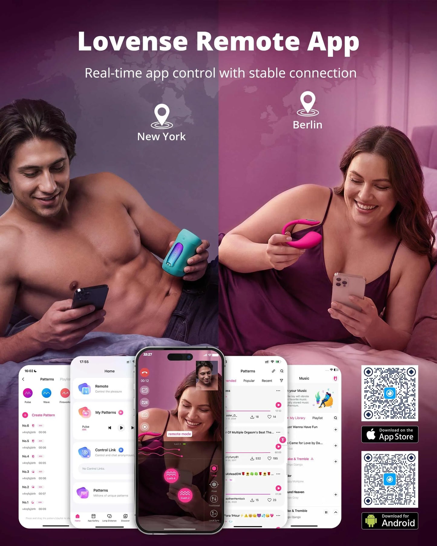 LOVENSE Lover Set - 2026 App Controlled Couples Kit, Waterproof Body-Safe Lush 4 Wearable Vibrator, Gush 2 Male Masturbator and Accessories, Long Distance Relationship Toys, Premium Couples Gift Set