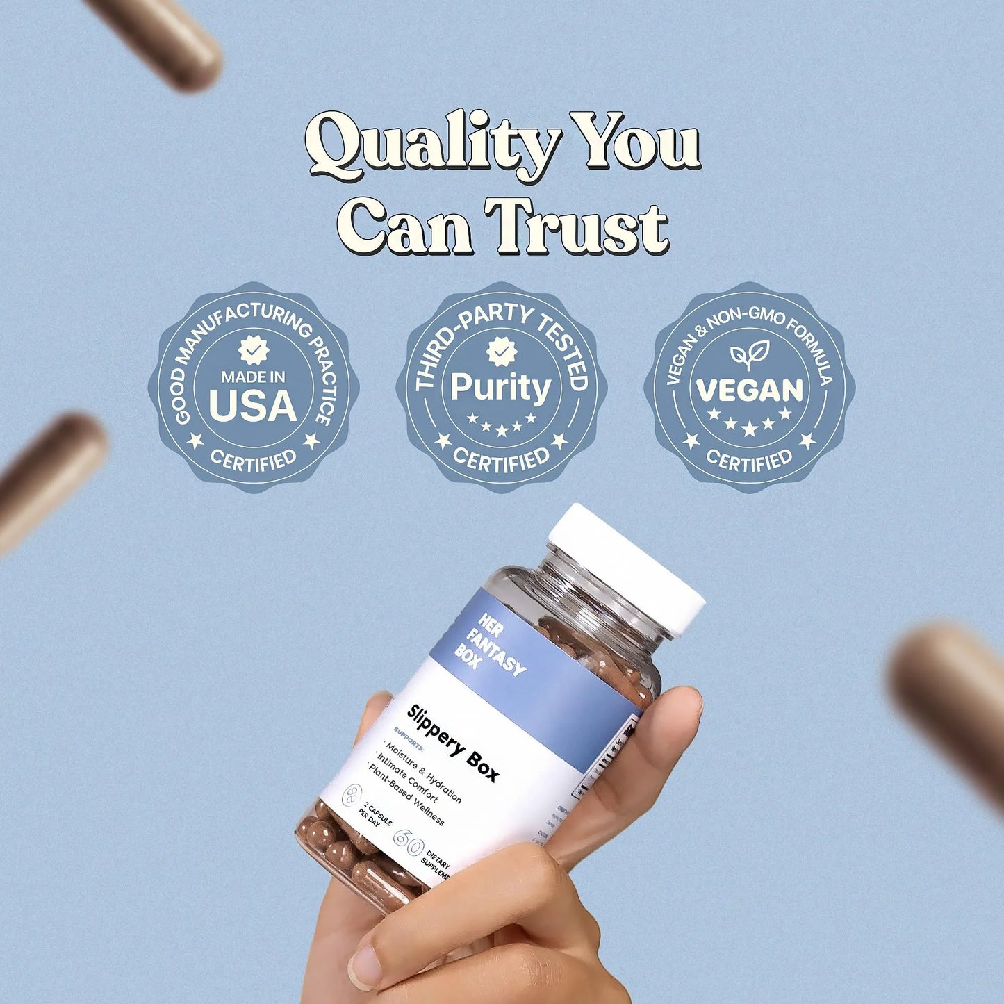 Her Fantasy Box | Slippery Box | Slippery Elm Bark Vaginal Moisturizer Capsule - 3 Pack