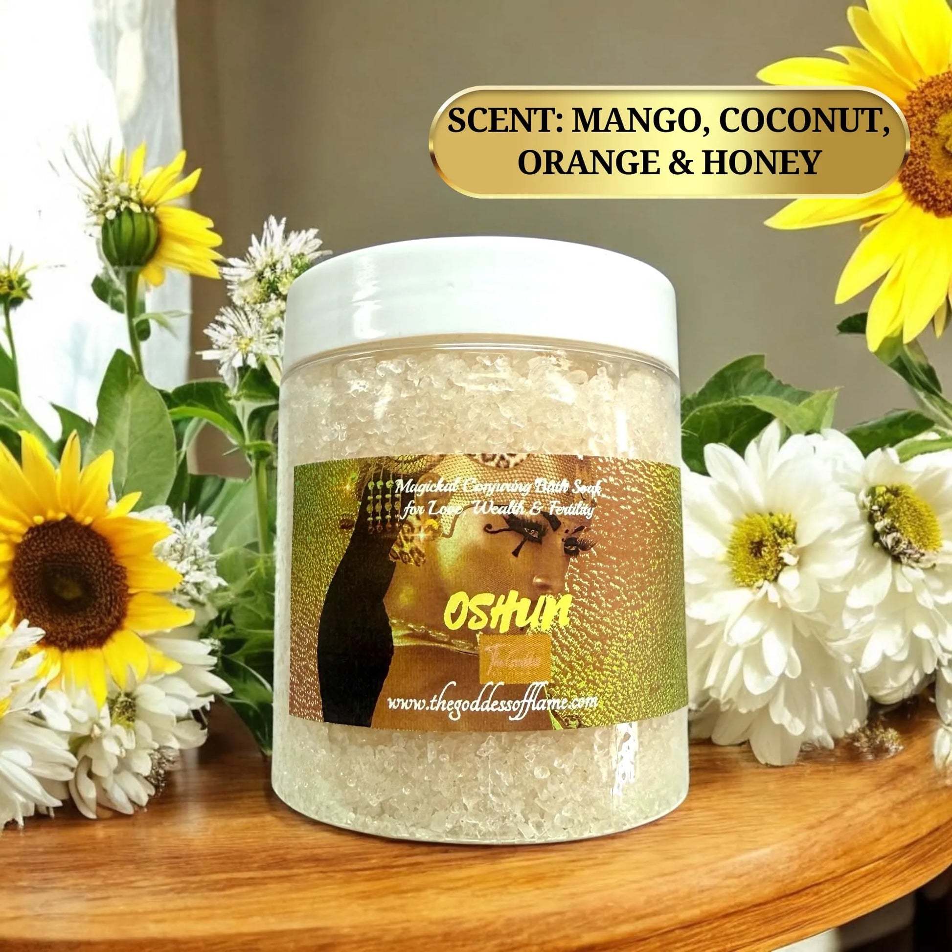 Oshun Bath Salts – Spiritual Cleansing Ritual Bath Soak – Goddess of Love & Abundance Inspired – Witchcraft, Wiccan, Pagan & Metaphysical Bath Supplies 12oz