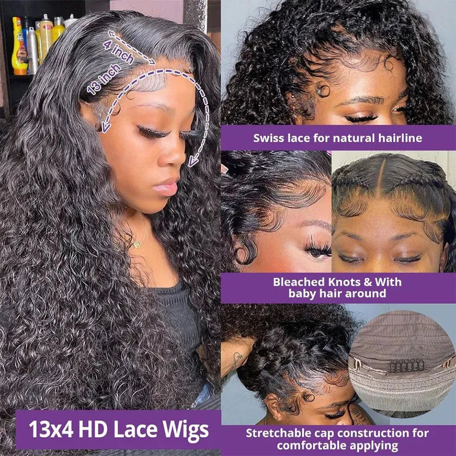 Deep Wave Lace Frontal Wigs Human Hair 200 Density Curly Wigs For women 13x6 Hd Lace Frontal Wig 13x4 Water Wave Lace Front Wig