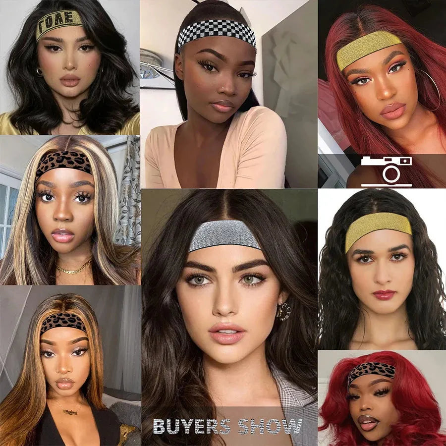 Elastic Headband With MagicTape Adjustable Wig Band For Fixed Lace Wigs To Lay Edges Grip Band 2.5 3 3.5Cm Wig Accossories