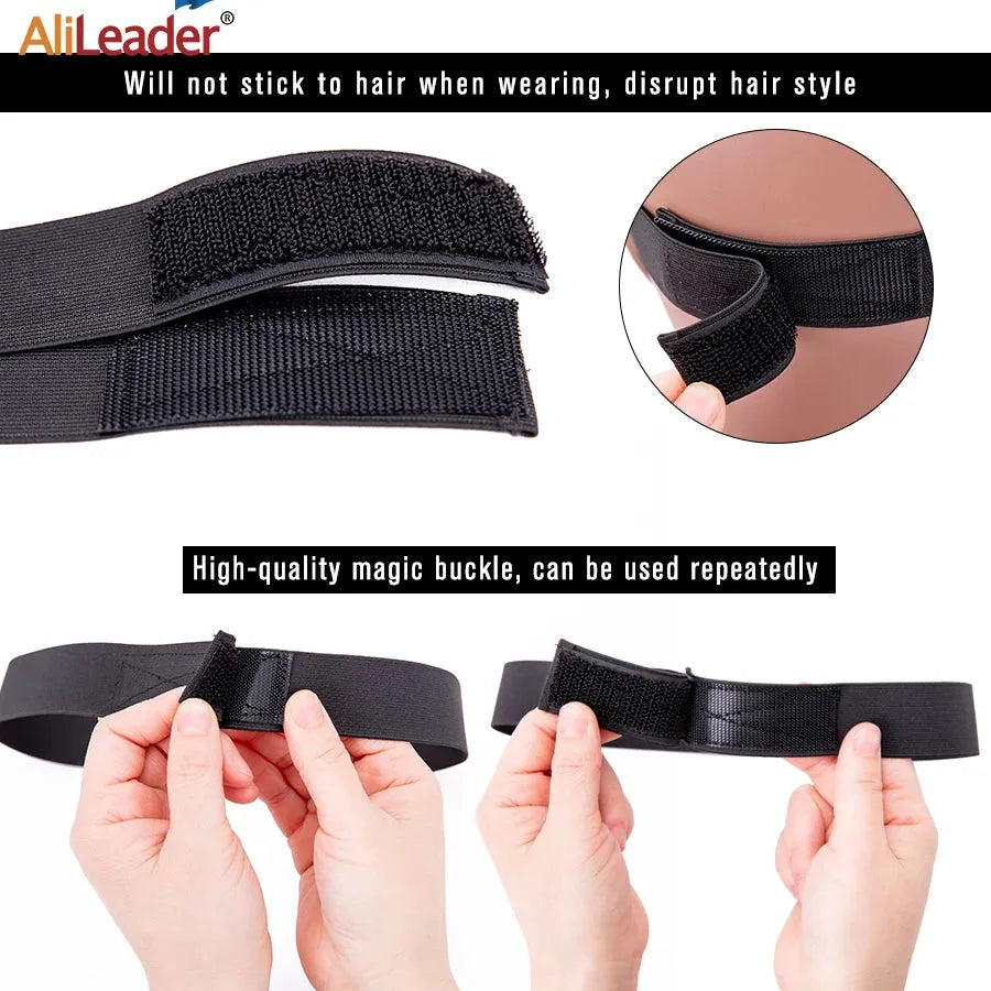 Elastic Headband With MagicTape Adjustable Wig Band For Fixed Lace Wigs To Lay Edges Grip Band 2.5 3 3.5Cm Wig Accossories