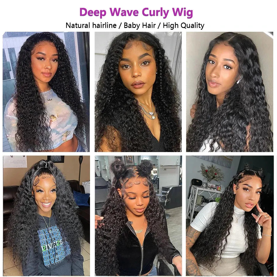 Deep Wave Lace Frontal Wigs Human Hair 200 Density Curly Wigs For women 13x6 Hd Lace Frontal Wig 13x4 Water Wave Lace Front Wig