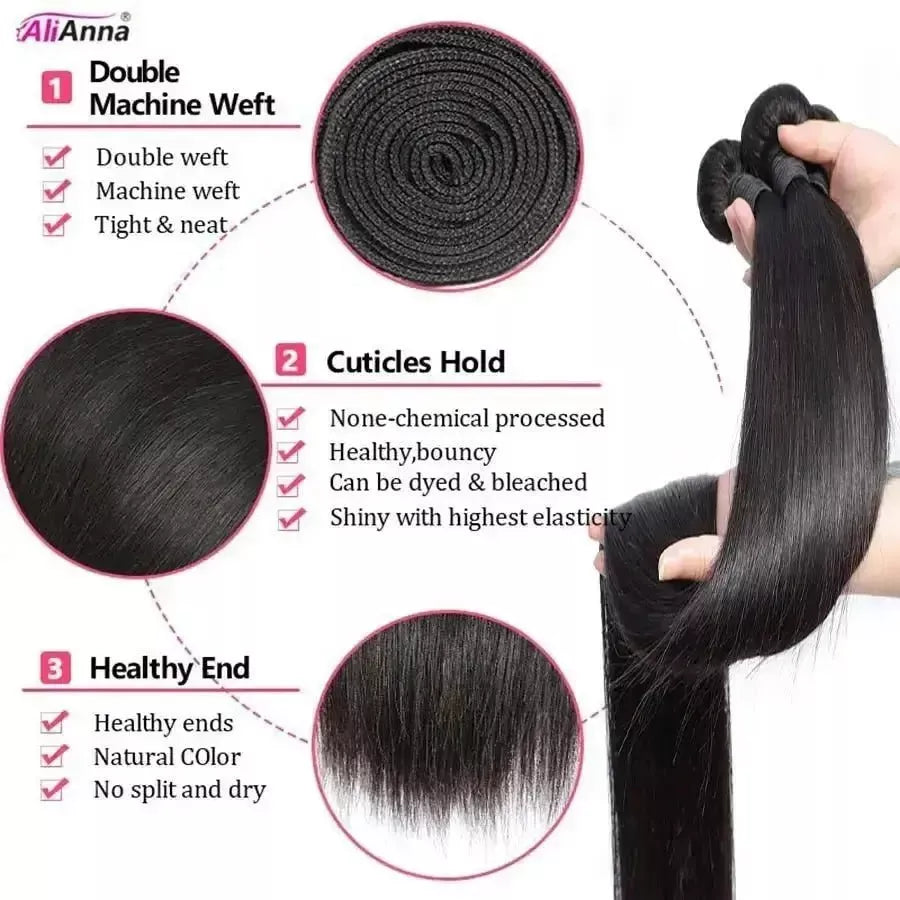 10A 36 38 40 Inch Human Hair Bundles Brazilian Hair Weave Bundles Straight Human Hair Bundles 30 Inch Bundles Hair Extensions - Godiva Oya Bey