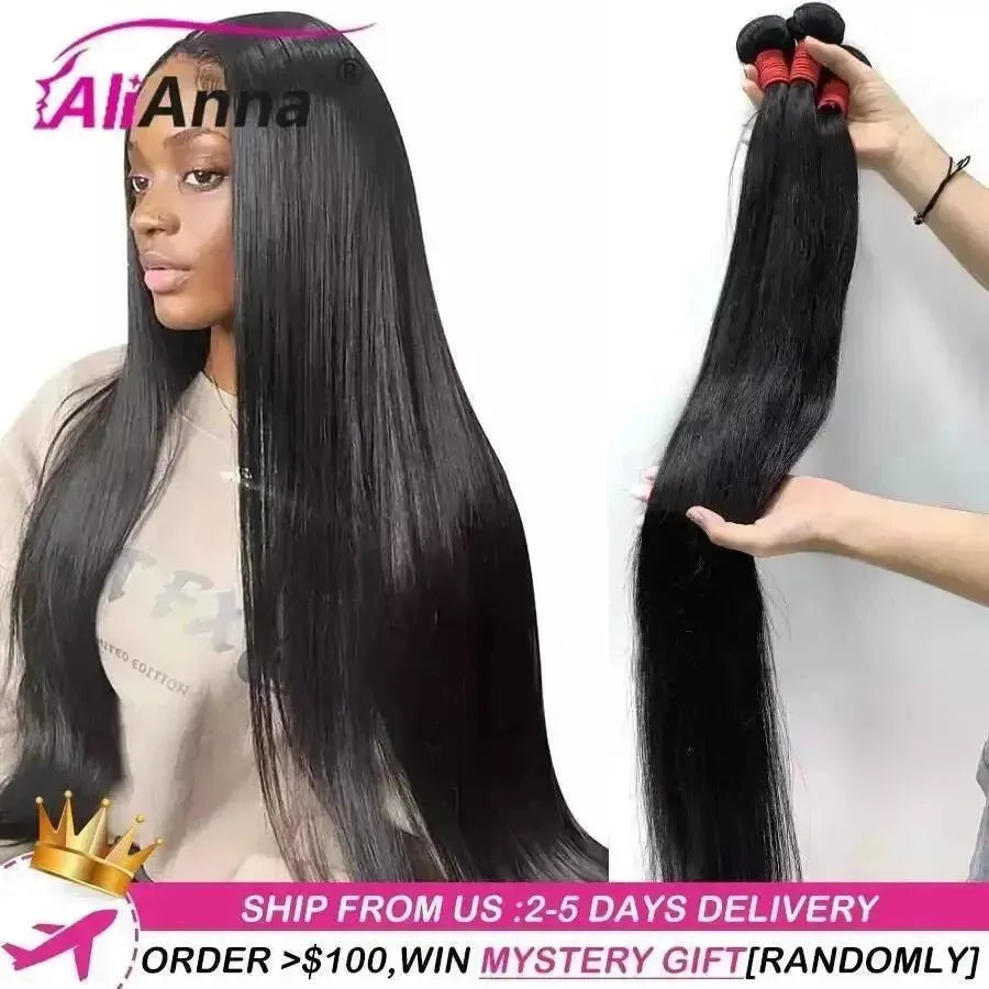 10A 36 38 40 Inch Human Hair Bundles Brazilian Hair Weave Bundles Straight Human Hair Bundles 30 Inch Bundles Hair Extensions - Godiva Oya Bey