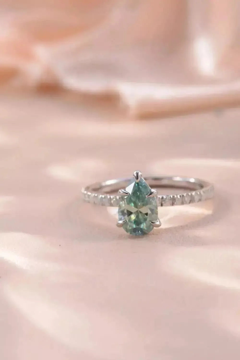 1.5 Carat Teardrop Shape Moissanite 925 Sterling Silver Ring - Godiva Oya Bey