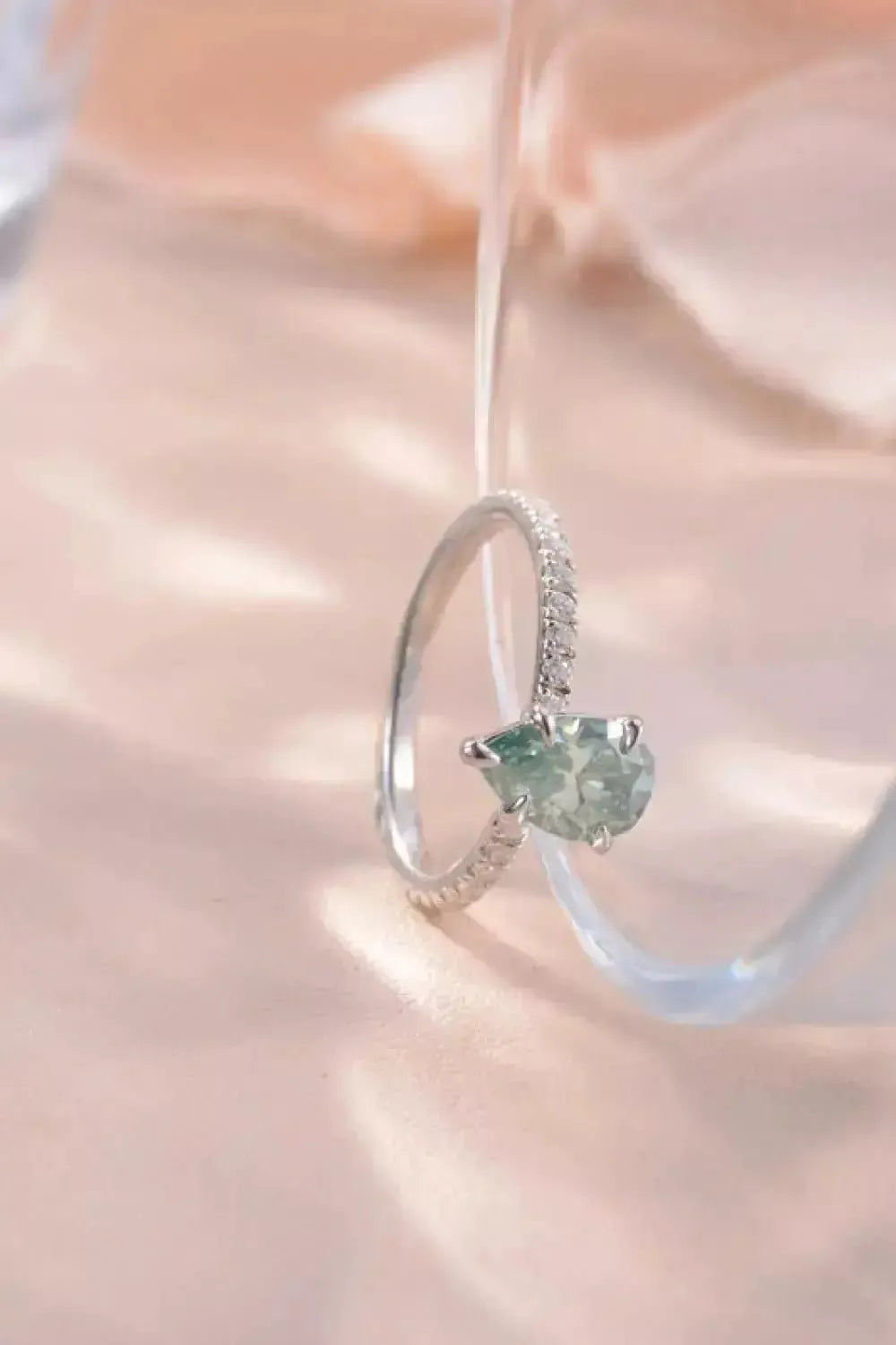 1.5 Carat Teardrop Shape Moissanite 925 Sterling Silver Ring - Godiva Oya Bey