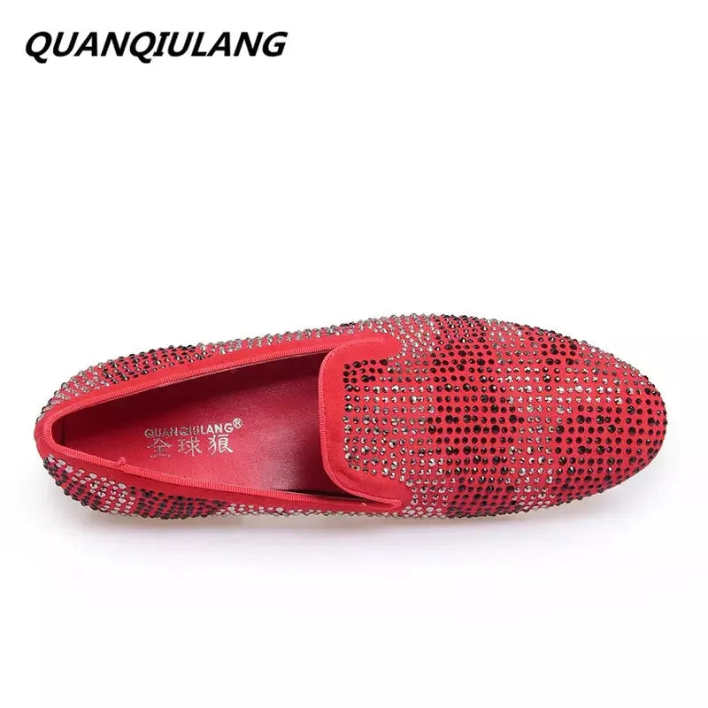 2016 New Brand Designer Red Bottoms man shoes Diamond Genuine Leather Fashion Men Casual flat shoes Male Loafers Size 39-47 Godiva Oya Bey