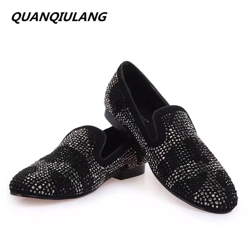 2016 New Brand Designer Red Bottoms man shoes Diamond Genuine Leather Fashion Men Casual flat shoes Male Loafers Size 39-47 Godiva Oya Bey