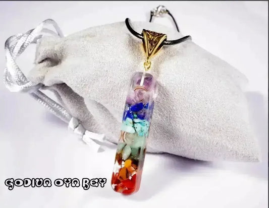 7 Chakras Orgonite Crystal Necklace (6 cm length) - Godiva Oya Bey