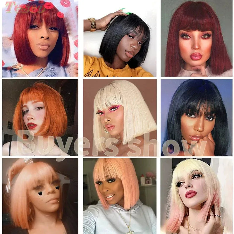 Hair Wig Blonde Fashion White Golden Wig Women's Cos Nature Short Straight Hair Bobhaircut Bangs Wig