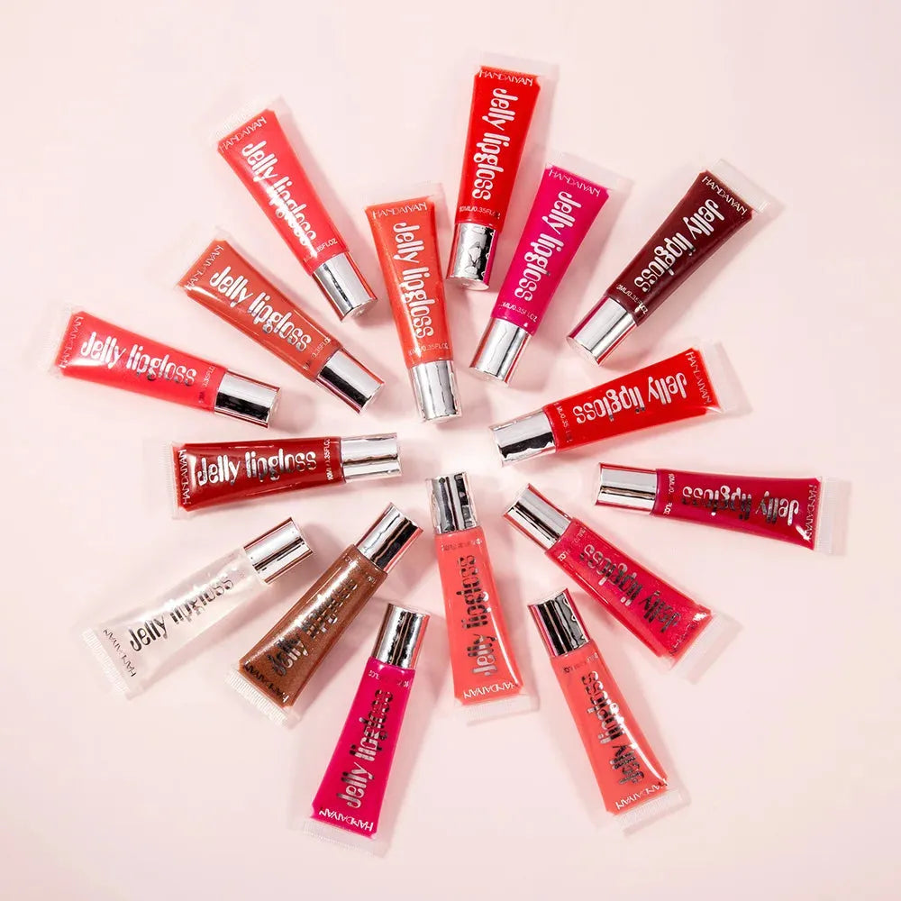 Handaiyan Moisturize Jelly Lip Gloss Longlasting Glitter Red Nude Lipstick Liquid Waterproof Lipgloss Makeup