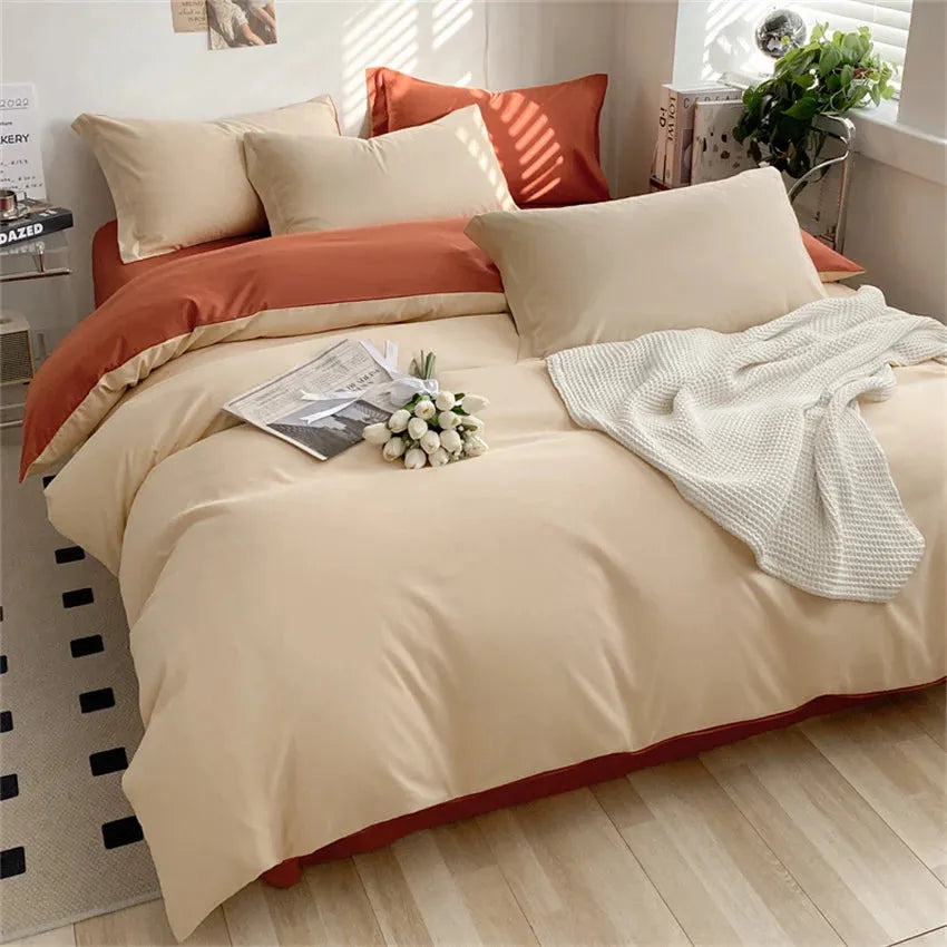heart four-piece Brushed Washed Cotton Green Bed Set Flat Sheet Pillowcase Quilt Cover Bed Linen Flower Duvet Covers