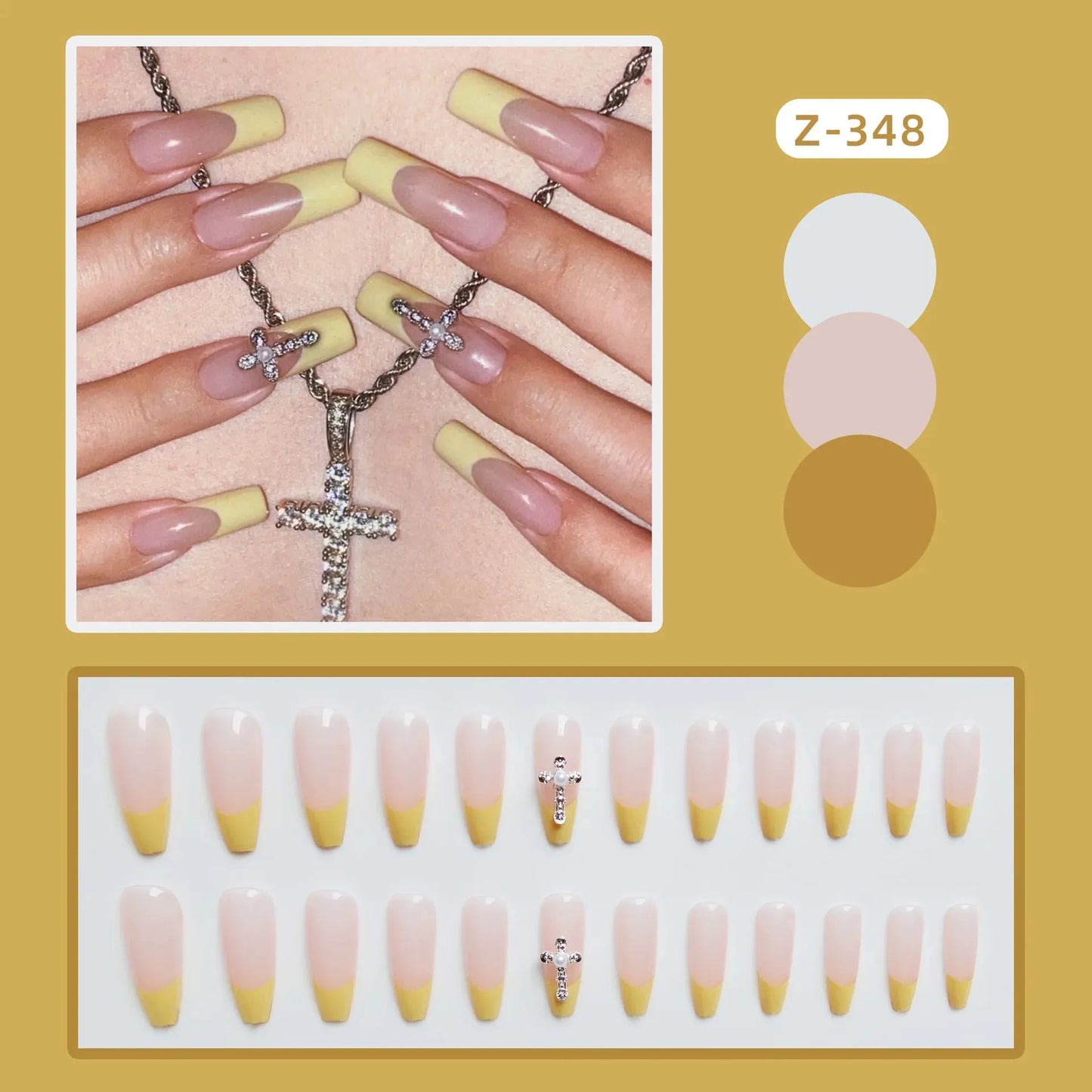 24Pcs Long Coffin Ballet False Nails Rhinestone Decorative Wedding Nail Art Tips Detachable Acrylic Full Cover Press On Nails