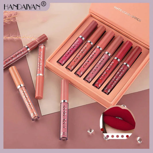 HANDAIYAN 6Pcs Lipstick Set Waterproof Sexy Matte Velvet Lip Stick  Women Lips Makeup Lipsticks Lip Tint Cosmetics Lipgloss Hot