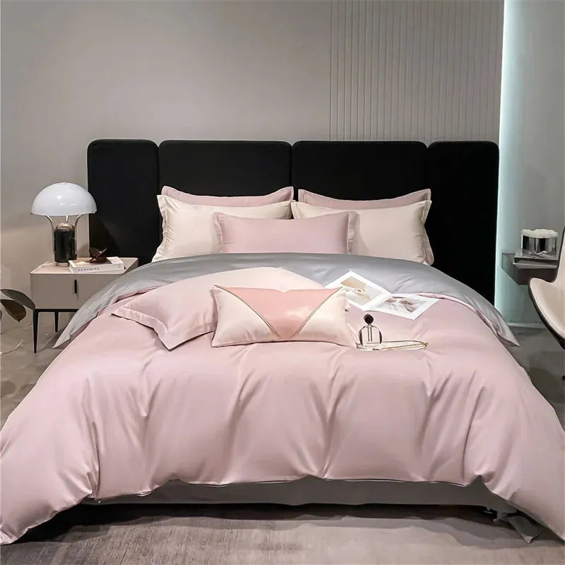 heart four-piece Brushed Washed Cotton Green Bed Set Flat Sheet Pillowcase Quilt Cover Bed Linen Flower Duvet Covers