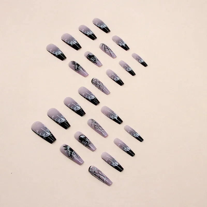 【Exclusive version】24 pieces Halloween darkness Artificial false nails Gradient Nail enhancement removable press on nails