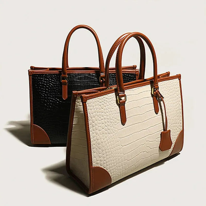 White Vegan PU Tote Handle Bolsa Hand Bag Office Lady Shopper Bag Shoulder Handbags HA411