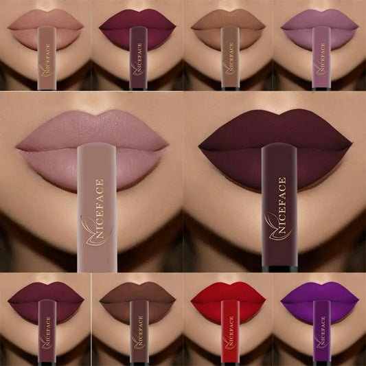NICEFACE 34 Color Lip Gloss Waterproof Nude Matte Liquid Lipstick Moisturizing Long Lasting Lipgloss Lip Makeup Beauty Cosmetics