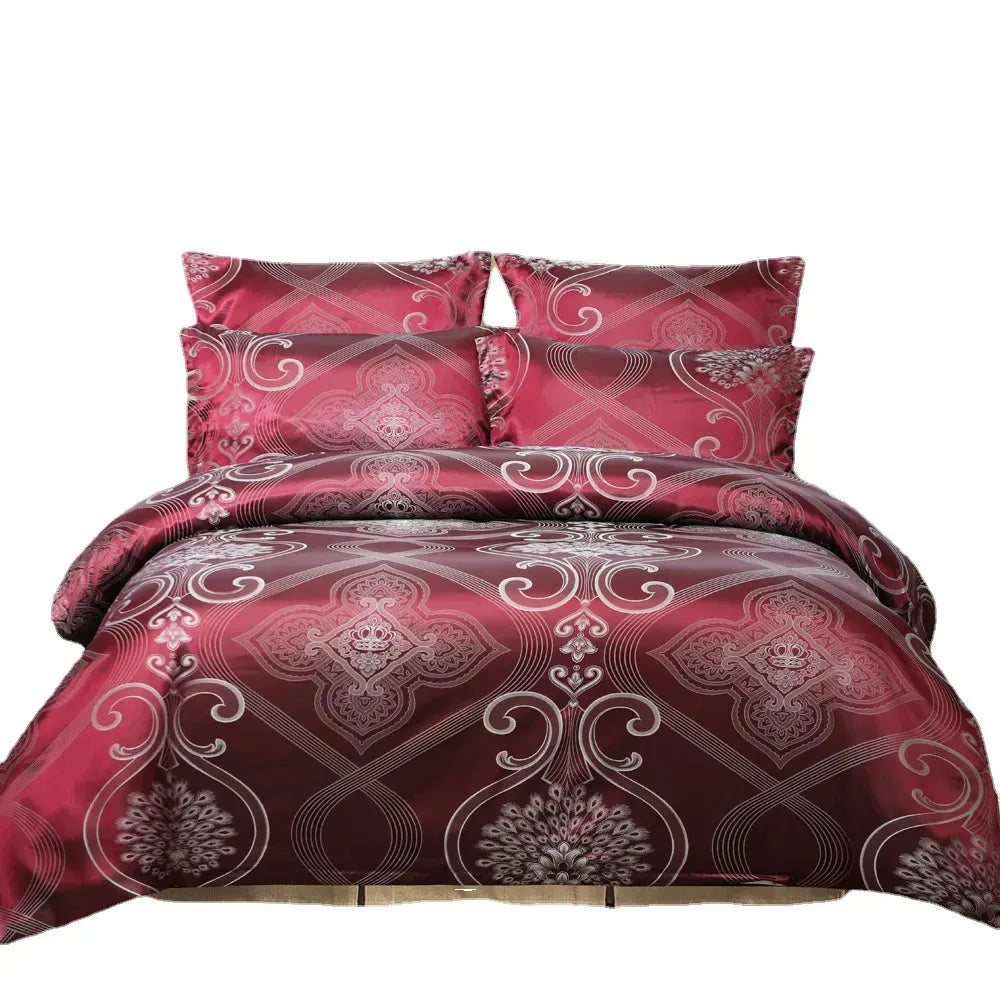 Luxury Floral Duvet Cover with Pillowcase Eur Couple Comforter Bed Quilt Cover Wedding Bedding Set, Queen/Full/King
