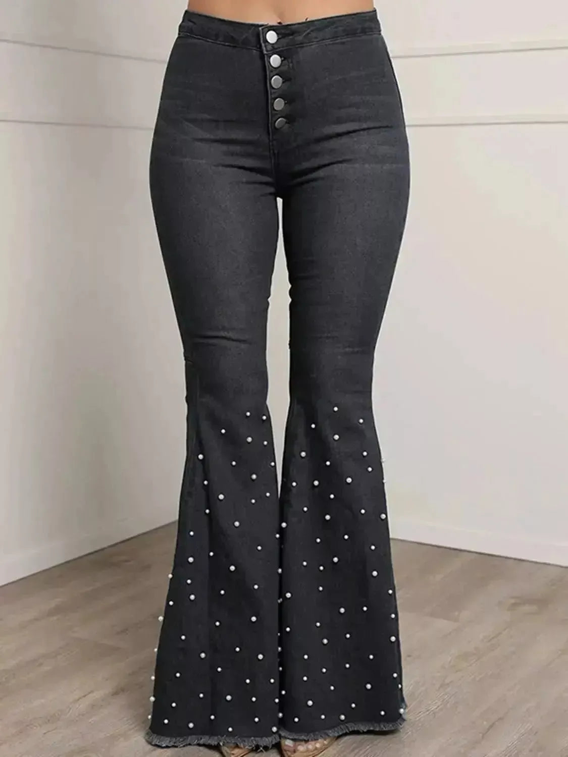 Button Fly Flare Jeans - Godiva Oya Bey
