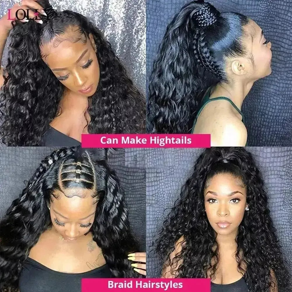 Full Lace Wig Curly Lace Front Human Hair Wigs Glueless Full Lace Wig Deep Wave Wig Pre Plucked HD Transparent Lace Frontal Wig - Godiva Oya Bey