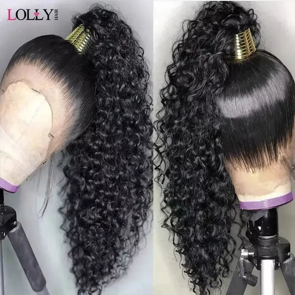 Full Lace Wig Curly Lace Front Human Hair Wigs Glueless Full Lace Wig Deep Wave Wig Pre Plucked HD Transparent Lace Frontal Wig - Godiva Oya Bey