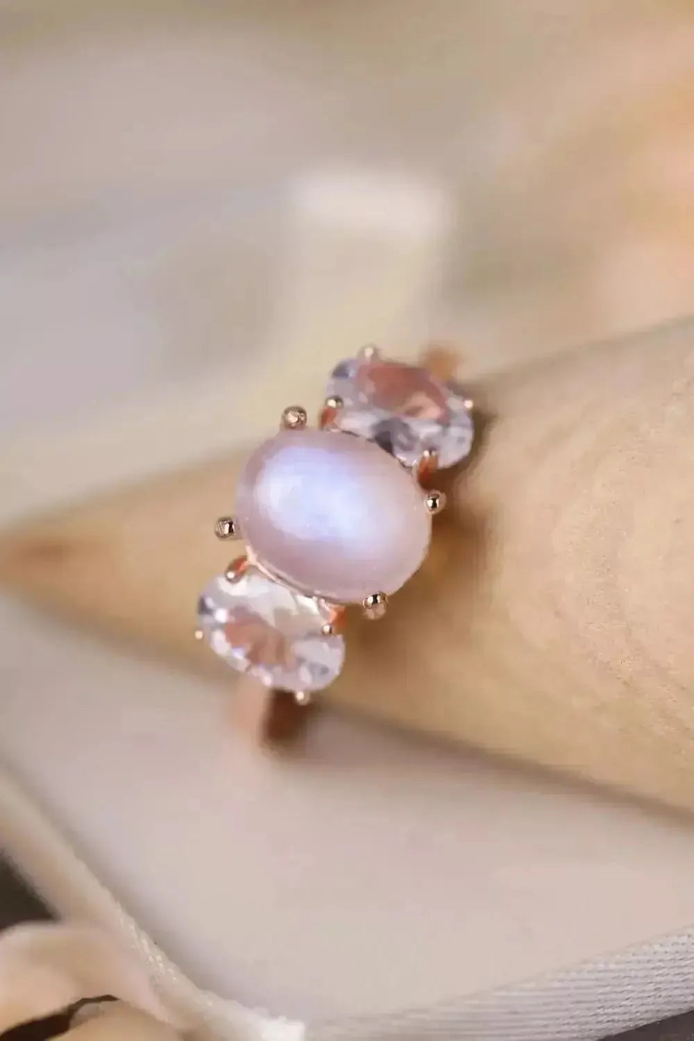 High Quality Natural Moonstone 925 Sterling Silver Three Stone Ring - Godiva Oya Bey