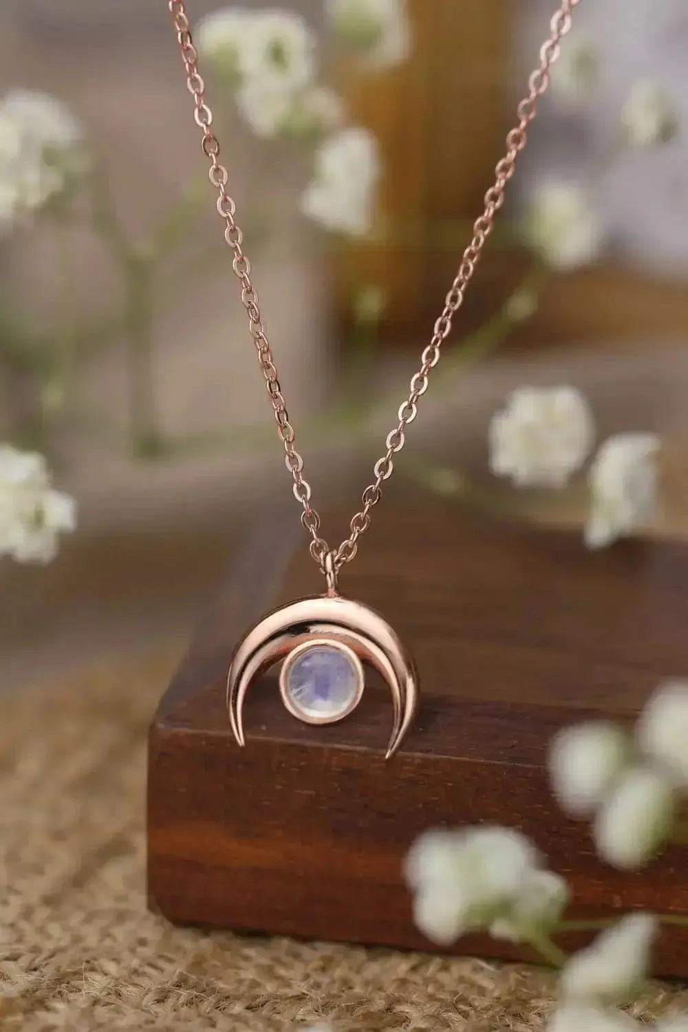 High Quality Natural Moonstone Moon Pendant 925 Sterling Silver Necklace - Godiva Oya Bey