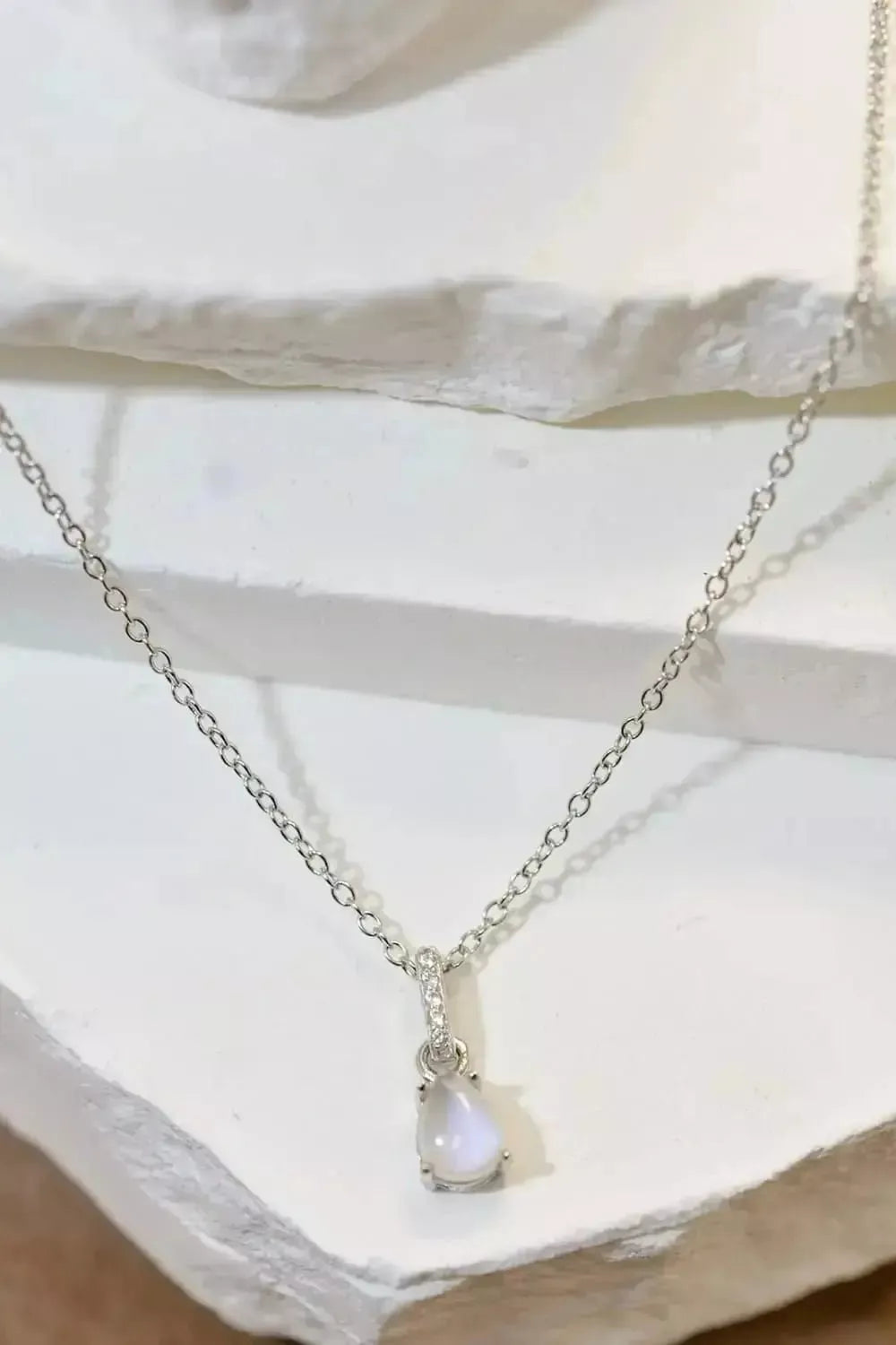 High Quality Natural Moonstone Teardrop Pendant 925 Sterling Silver Necklace - Godiva Oya Bey