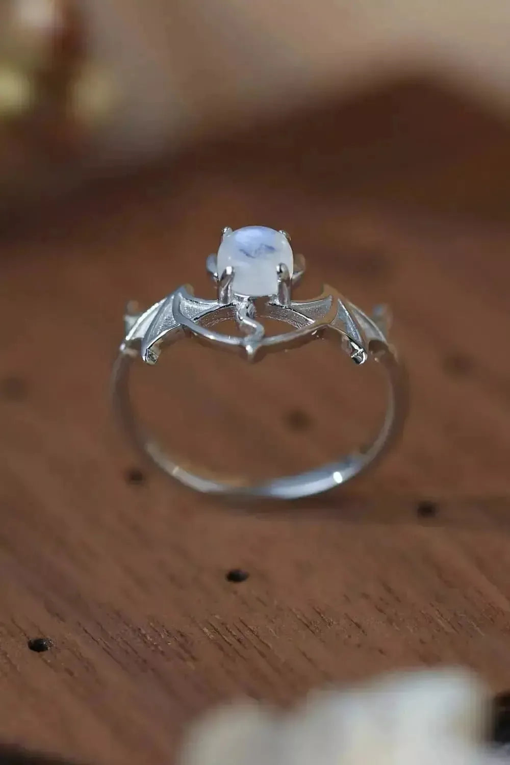 Moonstone Bat 925 Sterling Silver Ring - Godiva Oya Bey