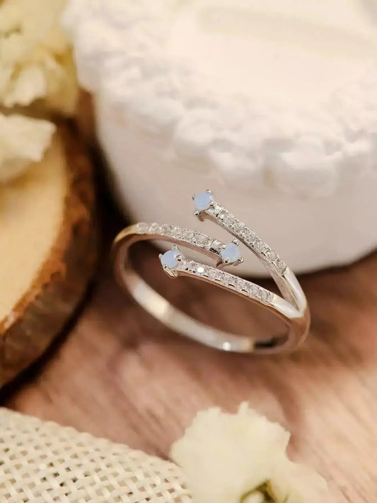 Moonstone Platinum-Plated Ring - Godiva Oya Bey