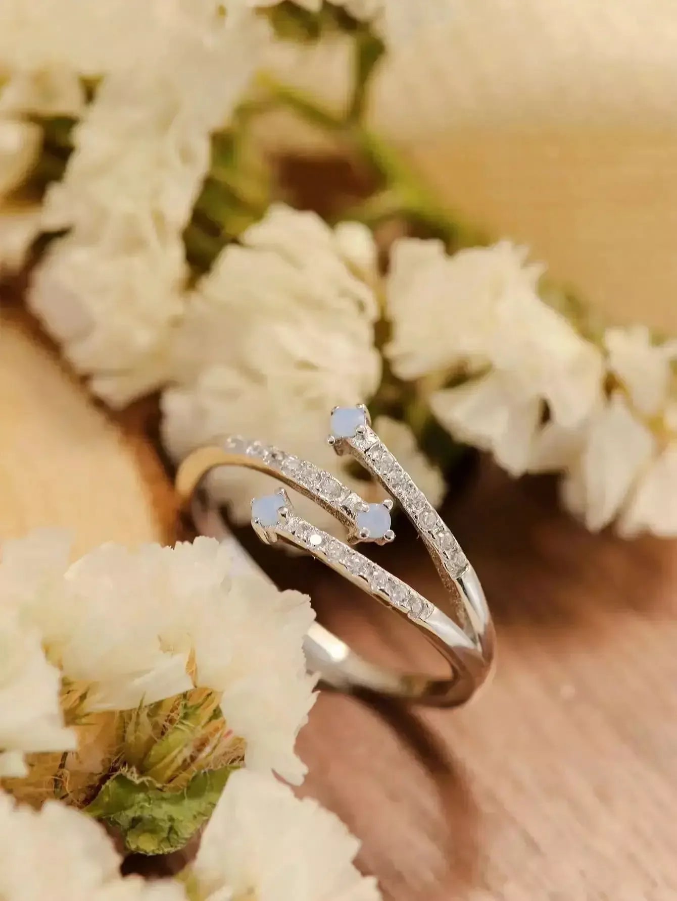 Moonstone Platinum-Plated Ring - Godiva Oya Bey