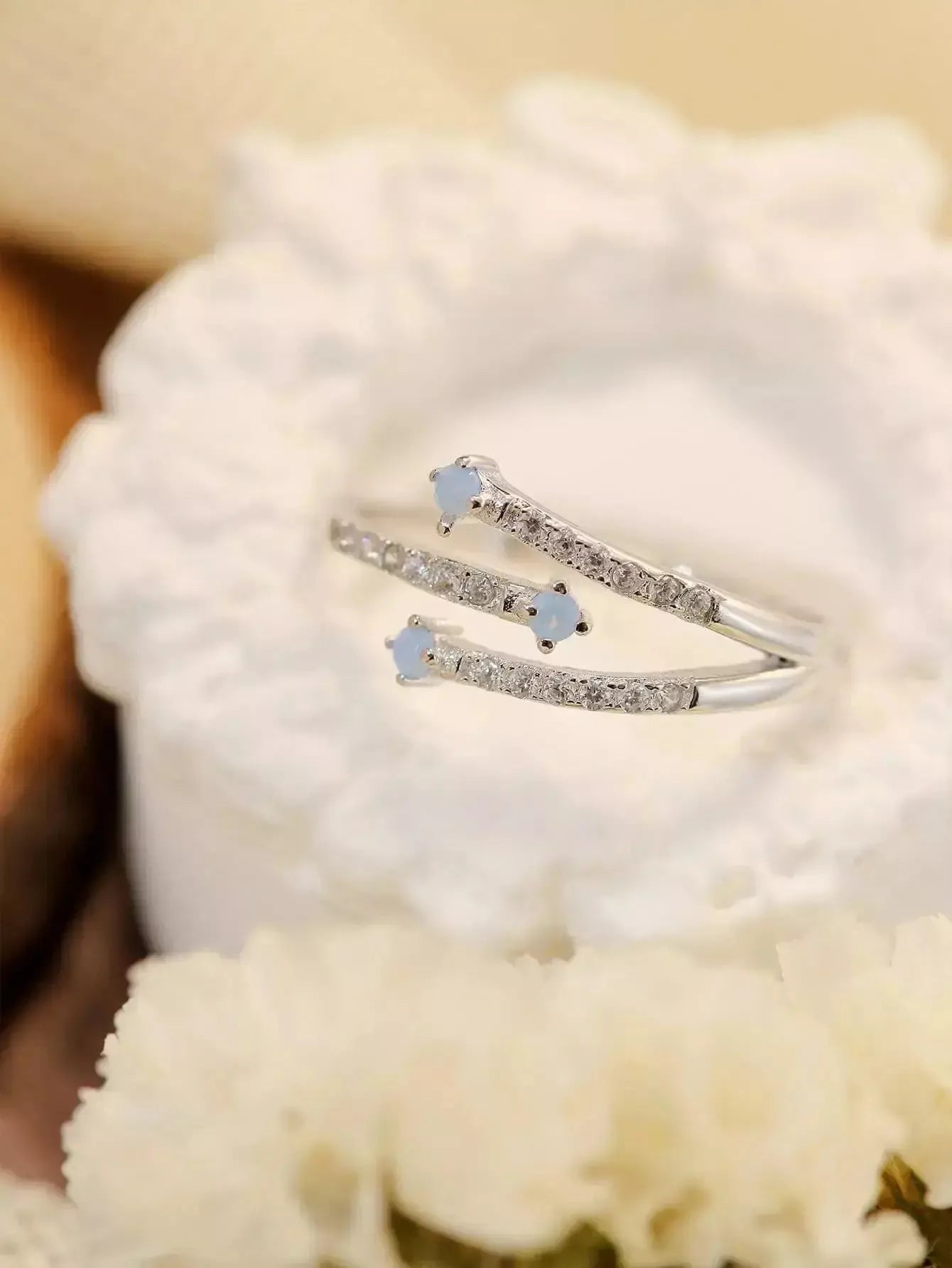Moonstone Platinum-Plated Ring - Godiva Oya Bey
