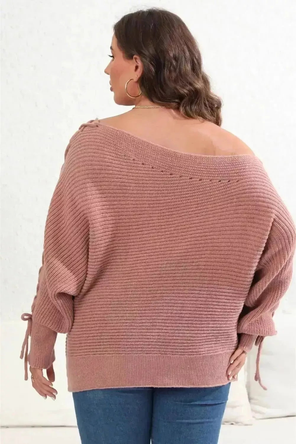 Plus Size One Shoulder Beaded Sweater - Godiva Oya Bey