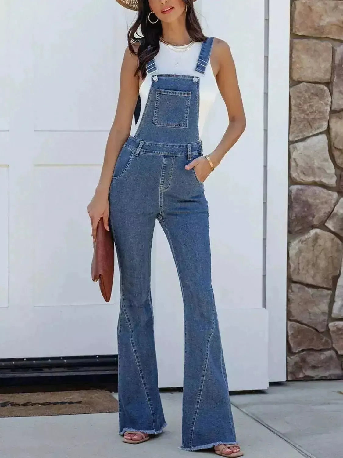 Raw Hem Denim Overall - Godiva Oya Bey
