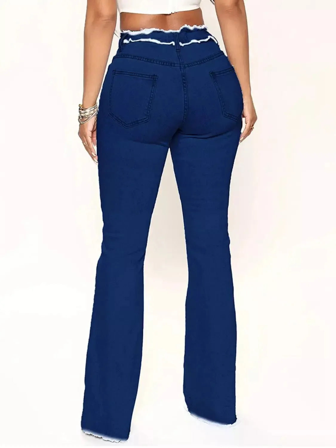 Striped Raw Hem Jeans - Godiva Oya Bey